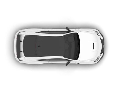 Beyaz arka planda beyaz spor araba. 3d görüntüleme - illüstrasyon