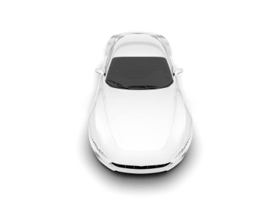 Beyaz arka planda beyaz spor araba. 3d görüntüleme - illüstrasyon