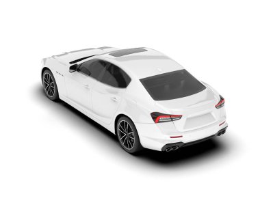 Beyaz arka planda beyaz spor araba. 3d görüntüleme - illüstrasyon