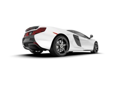 Beyaz arka planda beyaz spor araba. 3d görüntüleme - illüstrasyon