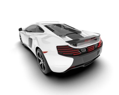 Beyaz arka planda beyaz spor araba. 3d görüntüleme - illüstrasyon