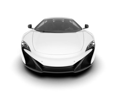 Beyaz arka planda beyaz spor araba. 3d görüntüleme - illüstrasyon