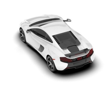 Beyaz arka planda beyaz spor araba. 3d görüntüleme - illüstrasyon