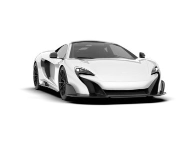 White sport car on white background. 3d rendering - illustration clipart