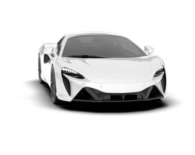 Beyaz arka planda beyaz spor araba. 3d görüntüleme - illüstrasyon