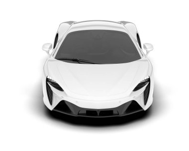 Beyaz arka planda beyaz spor araba. 3d görüntüleme - illüstrasyon