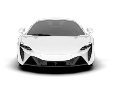 Beyaz arka planda beyaz spor araba. 3d görüntüleme - illüstrasyon