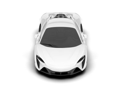 Beyaz arka planda beyaz spor araba. 3d görüntüleme - illüstrasyon