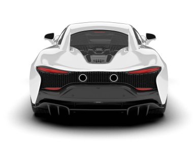 Beyaz arka planda beyaz spor araba. 3d görüntüleme - illüstrasyon