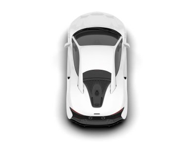 Beyaz arka planda beyaz spor araba. 3d görüntüleme - illüstrasyon