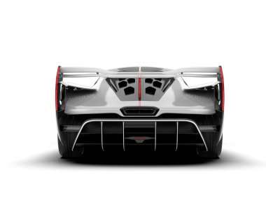 Beyaz arka planda beyaz spor araba. 3d görüntüleme - illüstrasyon