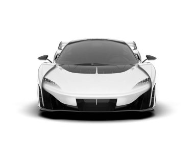 Beyaz arka planda beyaz spor araba. 3d görüntüleme - illüstrasyon