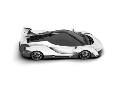 Beyaz arka planda beyaz spor araba. 3d görüntüleme - illüstrasyon