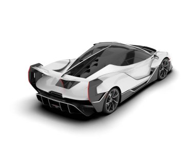 Beyaz arka planda beyaz spor araba. 3d görüntüleme - illüstrasyon