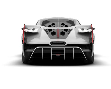 Beyaz arka planda beyaz spor araba. 3d görüntüleme - illüstrasyon