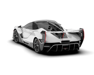 Beyaz arka planda beyaz spor araba. 3d görüntüleme - illüstrasyon