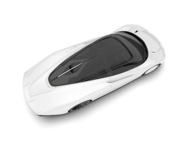 Beyaz arka planda beyaz spor araba. 3d görüntüleme - illüstrasyon