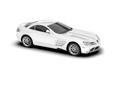 Beyaz arka planda beyaz spor araba. 3d görüntüleme - illüstrasyon