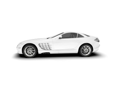 Beyaz arka planda beyaz spor araba. 3d görüntüleme - illüstrasyon