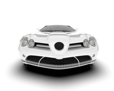 Beyaz arka planda beyaz spor araba. 3d görüntüleme - illüstrasyon