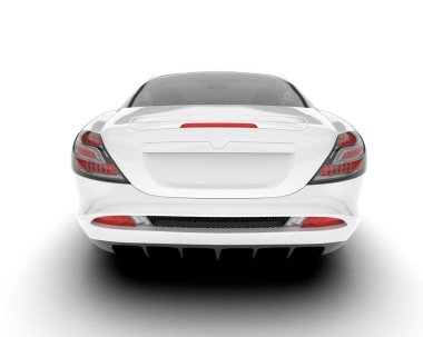 Beyaz arka planda beyaz spor araba. 3d görüntüleme - illüstrasyon