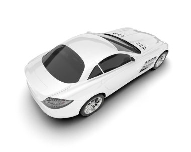 Beyaz arka planda beyaz spor araba. 3d görüntüleme - illüstrasyon