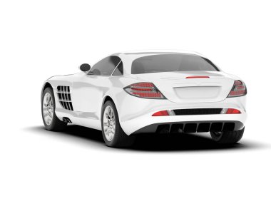 Beyaz arka planda beyaz spor araba. 3d görüntüleme - illüstrasyon