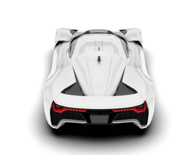 Beyaz arka planda beyaz spor araba. 3d görüntüleme - illüstrasyon