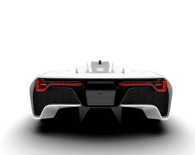 Beyaz arka planda beyaz spor araba. 3d görüntüleme - illüstrasyon