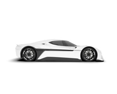 Beyaz arka planda beyaz spor araba. 3d görüntüleme - illüstrasyon