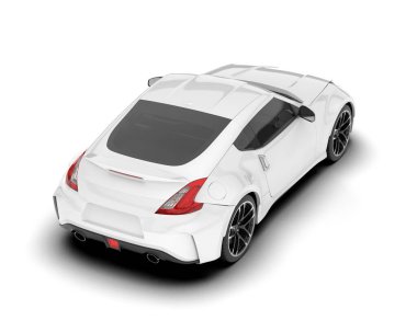 Beyaz arka planda beyaz spor araba. 3d görüntüleme - illüstrasyon