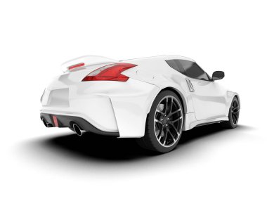 Beyaz arka planda beyaz spor araba. 3d görüntüleme - illüstrasyon