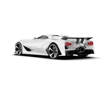 Beyaz arka planda beyaz spor araba. 3d görüntüleme - illüstrasyon