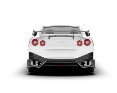 Beyaz arka planda beyaz spor araba. 3d görüntüleme - illüstrasyon