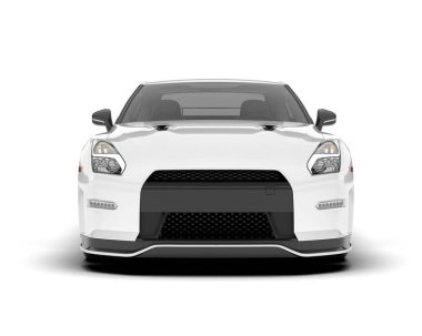 Beyaz arka planda beyaz spor araba. 3d görüntüleme - illüstrasyon