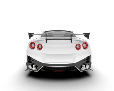 Beyaz arka planda beyaz spor araba. 3d görüntüleme - illüstrasyon