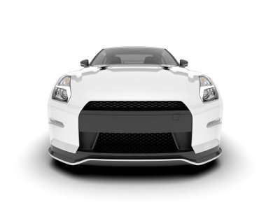 Beyaz arka planda beyaz spor araba. 3d görüntüleme - illüstrasyon