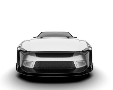 Beyaz arka planda beyaz spor araba. 3d görüntüleme - illüstrasyon