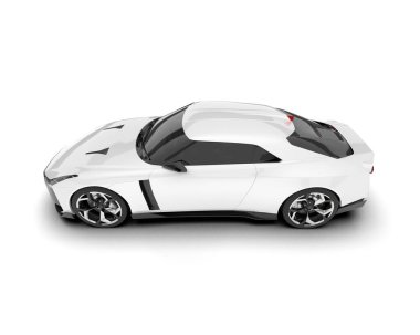 Beyaz arka planda beyaz spor araba. 3d görüntüleme - illüstrasyon