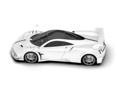 Beyaz arka planda beyaz spor araba. 3d görüntüleme - illüstrasyon