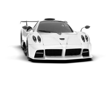 Beyaz arka planda beyaz spor araba. 3d görüntüleme - illüstrasyon