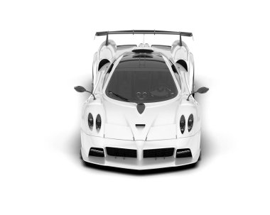 White sport car on white background. 3d rendering - illustration clipart