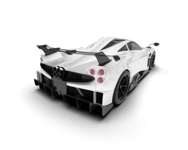 White sport car on white background. 3d rendering - illustration clipart