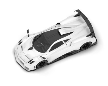 Beyaz arka planda beyaz spor araba. 3d görüntüleme - illüstrasyon