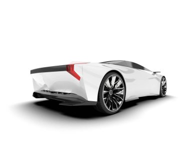 Beyaz arka planda beyaz spor araba. 3d görüntüleme - illüstrasyon