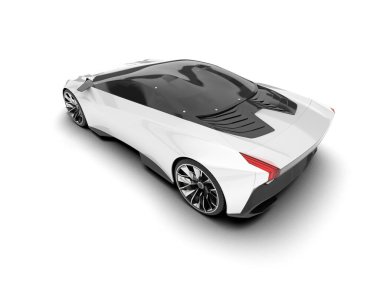 Beyaz arka planda beyaz spor araba. 3d görüntüleme - illüstrasyon