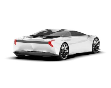 Beyaz arka planda beyaz spor araba. 3d görüntüleme - illüstrasyon