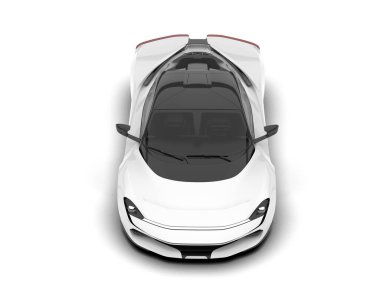 Beyaz arka planda beyaz spor araba. 3d görüntüleme - illüstrasyon