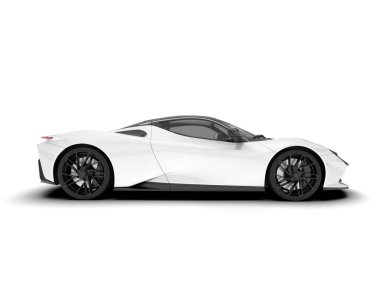 Beyaz arka planda beyaz spor araba. 3d görüntüleme - illüstrasyon