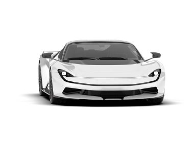 Şeffaf arka planda beyaz spor araba. 3d görüntüleme - illüstrasyon